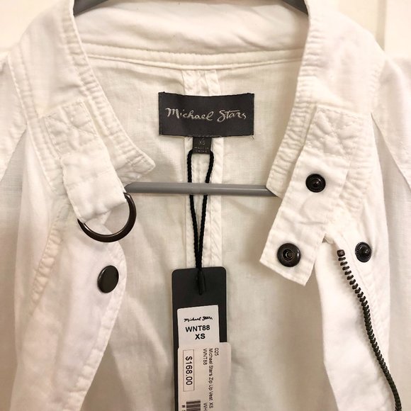 Michael Stars Linen Moto Vest Size XS NWT White - Picture 2 of 13